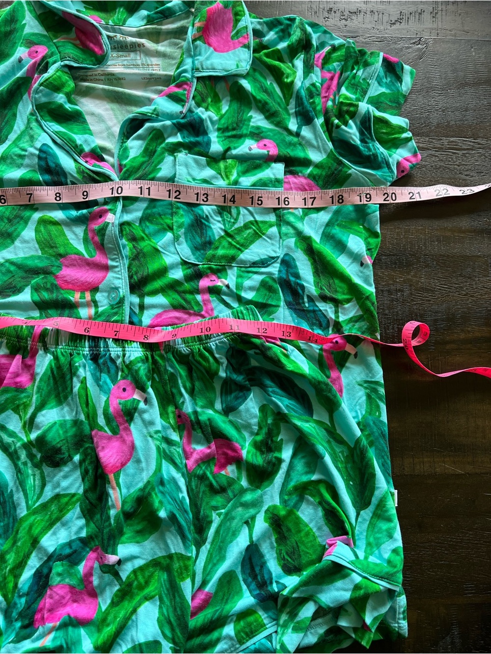 Little Sleepies Palm Springs flamingo tropical top and shorts pajamas set XS - Picture 7 of 7